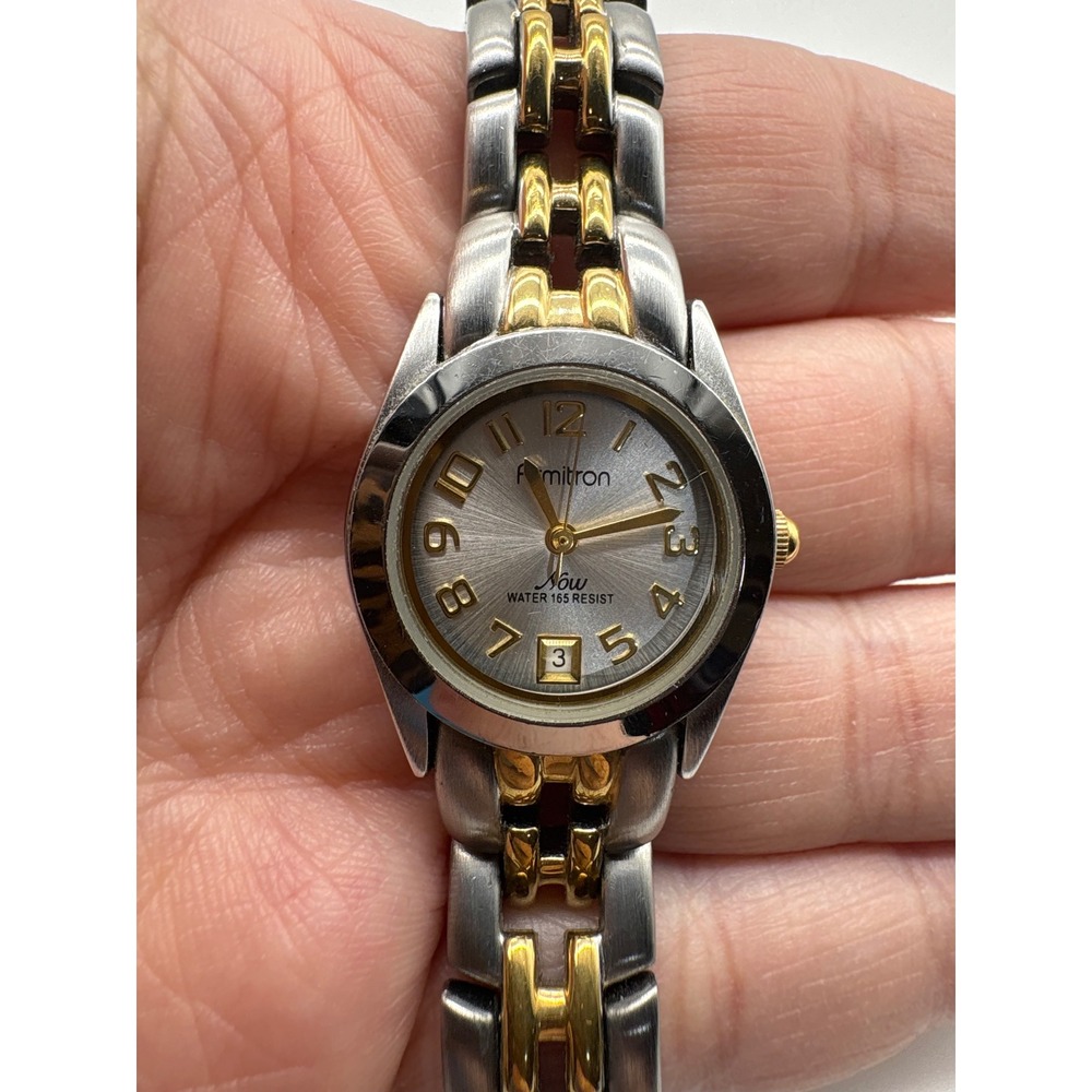 Armitron Now Womens Twoβ Tone Silver Gold Date Watch Needs Battery Water Resist